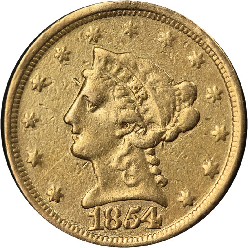 1854 P Liberty Gold Quarter Eagle Ex Jewelry (1 of 2)
