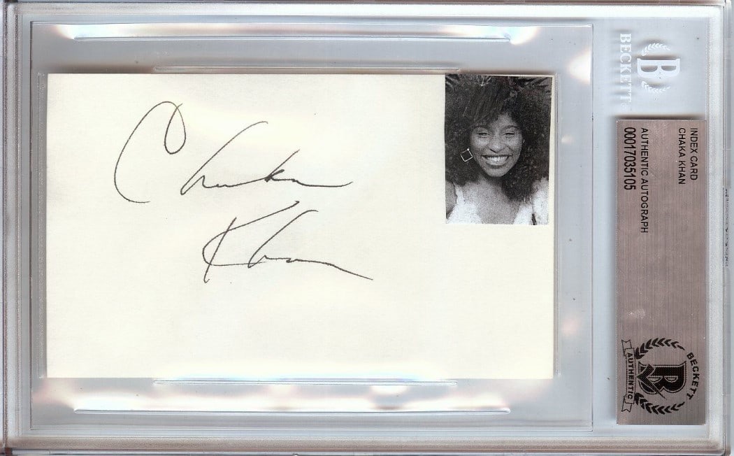 Autographed Index Card by Chaka Khan with Beckett Authentication (1 of 1)