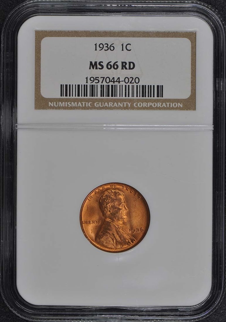 1936 NGC MS66RD Wheat Reverse Lincoln Cent Uncirculated: 1936 NGC MS66RD Wheat Reverse Lincoln Cent Uncirculated This 1936 Wheat Reverse Lincoln Cent, graded MS66RD by NGC, showcases exceptional quality as an uncirculated coin. Minted in Philadelphia, it fe