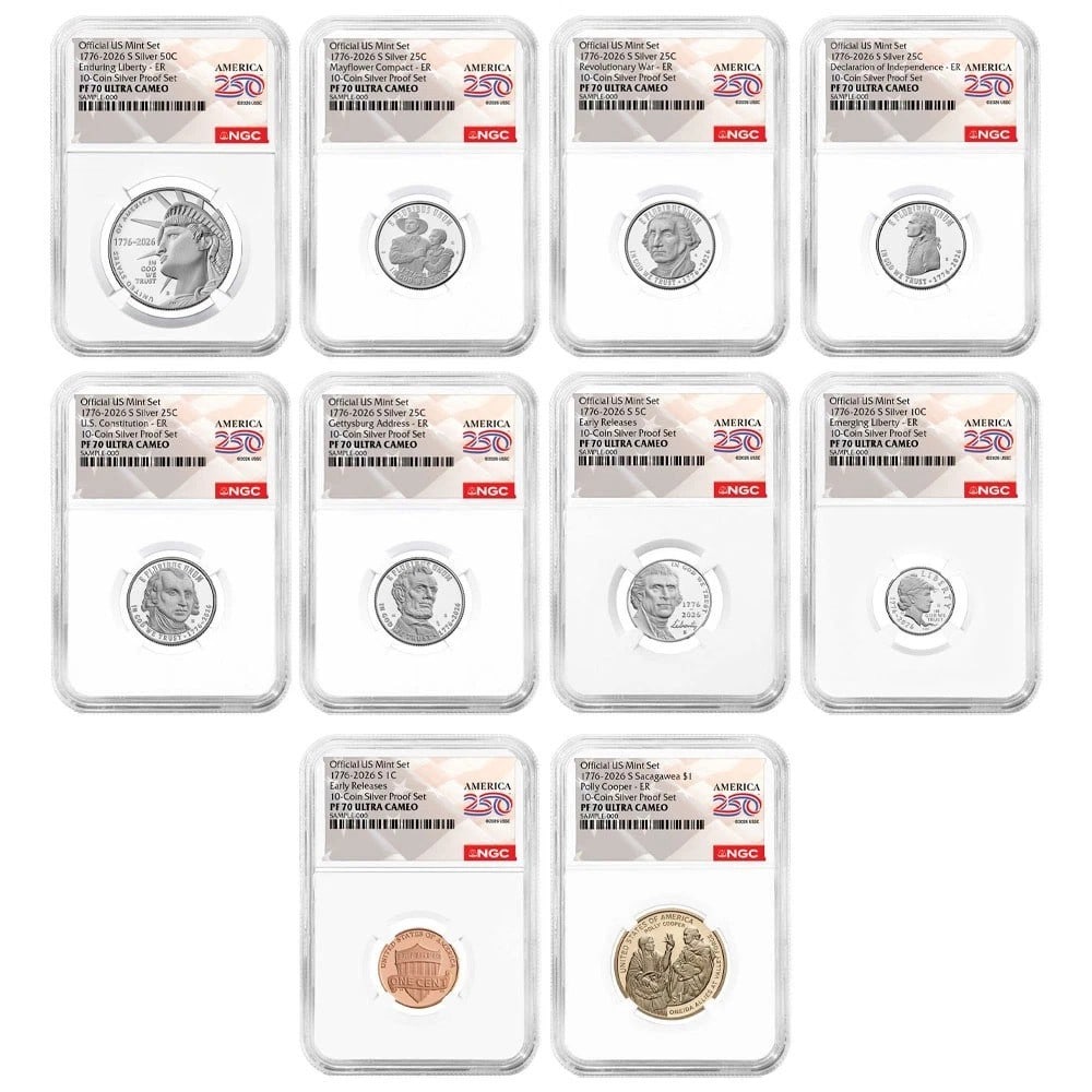 2026-S NGC PF70 Early Releases Silver Proof Coin Set America 250 Dual Date (1 of 7)