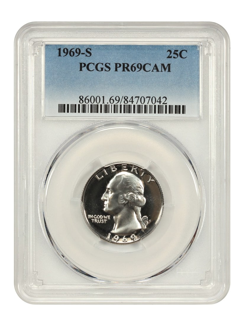 PCGS PR69CAM 1969-S Washington Quarter Proof Coin (1 of 6)