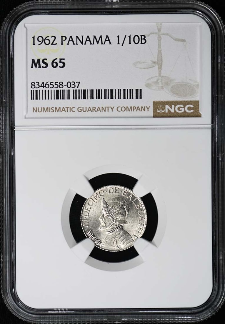 NGC MS65 1962 Panama 1/10 Balboa Uncirculated Coin (1 of 2)