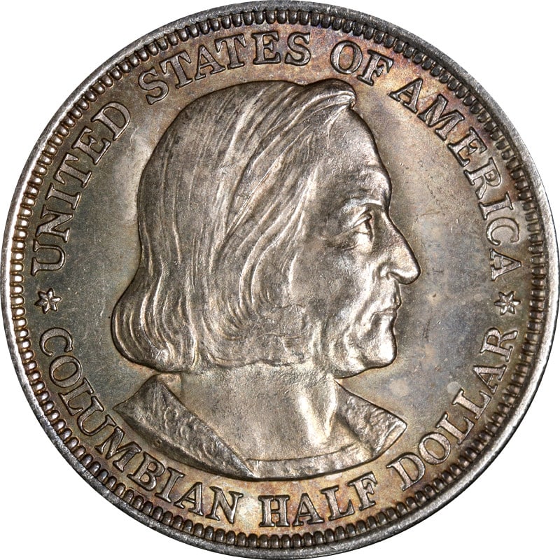 1893 United States Columbia Commemorative Silver Half Dollar: 1893 United States Columbia Commemorative Silver Half Dollar This is an 1893 Columbia Commemorative Half Dollar from the United States. Struck in silver with a fineness of 0.9, this circulated coin is