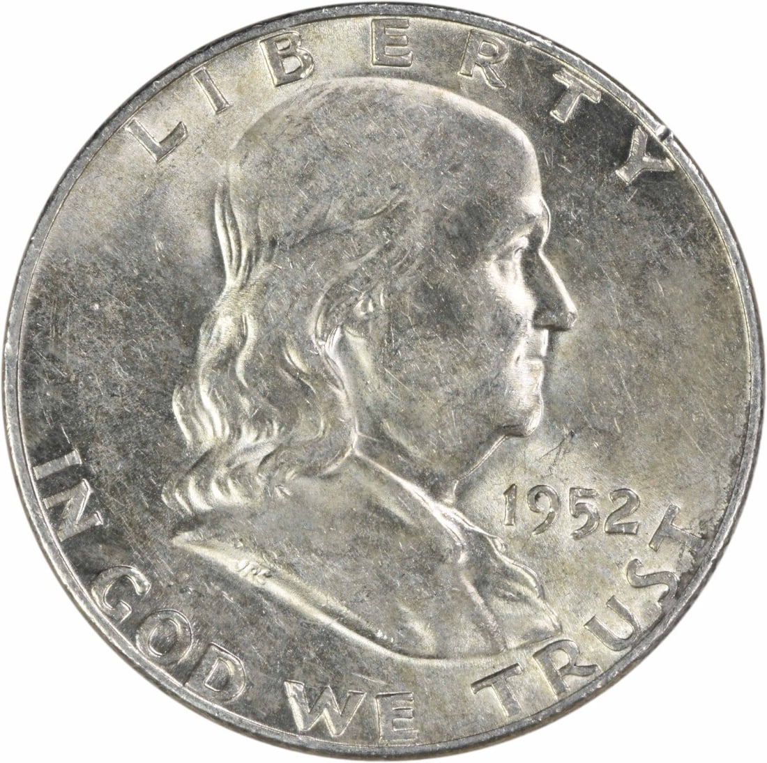 1952 Denver Franklin 50C Silver Coin AU Grade Uncertified: 1952 Denver Franklin 50C Silver Coin AU Grade Uncertified This 1952-D Franklin Half Dollar is an uncertified coin from the Denver Mint, featuring the Franklin design by John R. Sinnock and John Freder