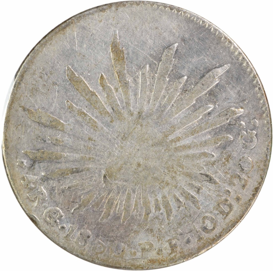 Mexico 1850 Go PF 4 Reales KM375.4 Uncertified: Mexico 1850 Go PF 4 Reales KM375.4 Uncertified This is an 1850 Mexico 4 Reales coin, KM number 375.4. The coin is circulated and graded as Fine (F). It is uncertified and originates from Mexico. This 
