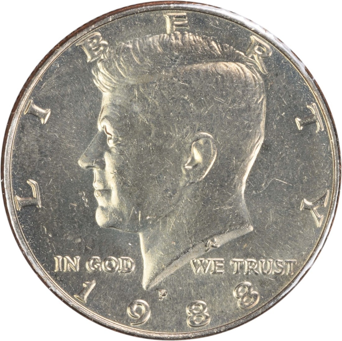 1988 Philadelphia Kennedy Half Dollar Rotated Reverse Uncertified Choice BU+: 1988 Philadelphia Kennedy Half Dollar Rotated Reverse Uncertified Choice BU+ This is a 1988-P Kennedy Half Dollar featuring a 180-degree rotated reverse. The coin is in Choice Brilliant Uncirculated (