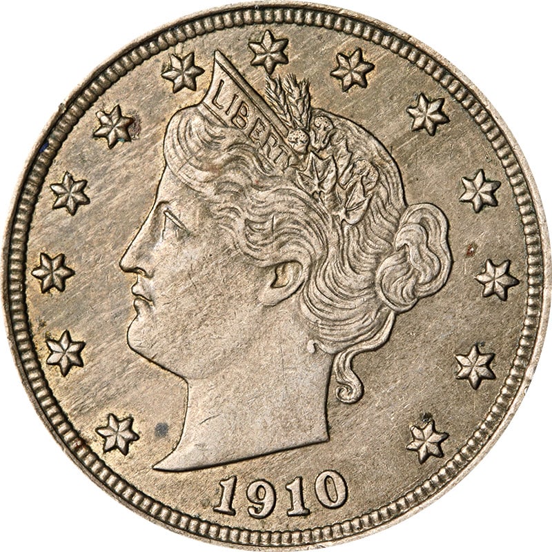 1910 Liberty V Nickel Circulated Nickel Coin: 1910 Liberty V Nickel Circulated Nickel Coin This 1910 Liberty V Nickel is a classic piece of American numismatic history. The coin is made of nickel and has been circulated, showing signs of its jour