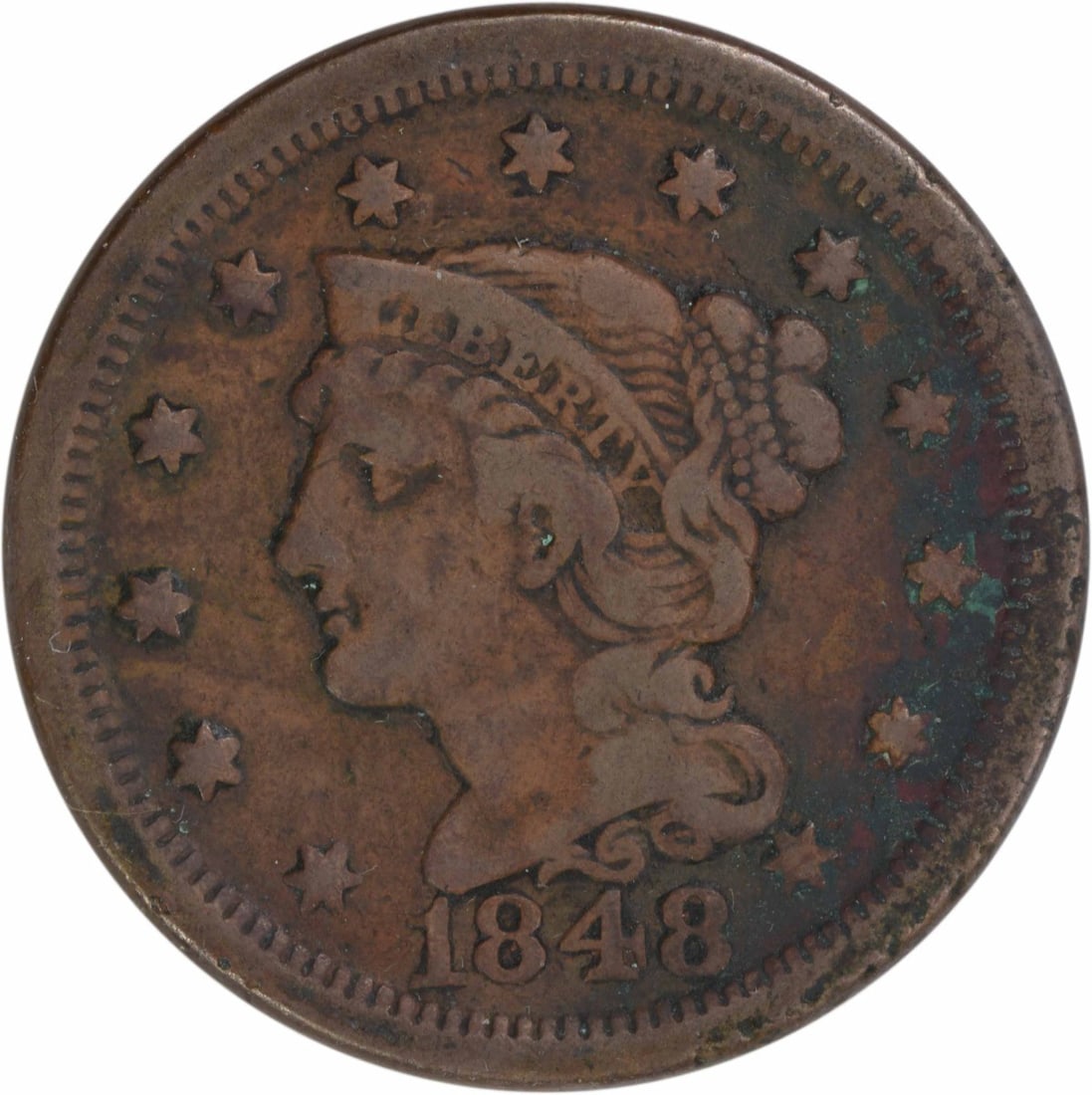 1848 Braided Hair Large Cent VF Uncertified Philadelphia Mint (1 of 2)