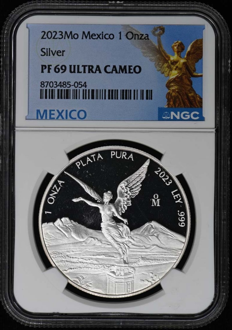 2023 Mexico silver proof 5 coin NGC PR69DCAM set: 2023 Mexico silver proof 5 coin NGC PR69DCAM set This 2023 Mexico Silver 5-piece set includes 1 Onza, 1/2 Onza, 1/4 Onza, 1/10 Onza, and 1/20 Onza coins. Each coin is certified by NGC with a PR69 grad