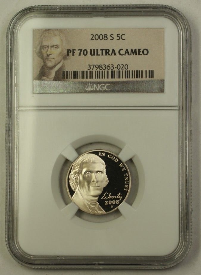 NGC PR70 Ultra Cameo 2008-S Jefferson Nickel Proof from San Francisco Mint (1 of 2)