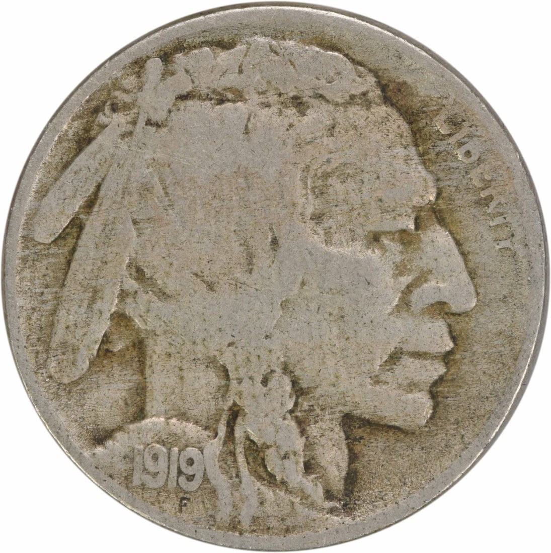 1919-S Buffalo Nickel 5C Circulated Uncertified Coin USA: 1919-S Buffalo Nickel 5C Circulated Uncertified Coin USA This 1919-S Buffalo Nickel is a piece of American numismatic history, featuring a classic design by James Earle Fraser. The coin was minted in 
