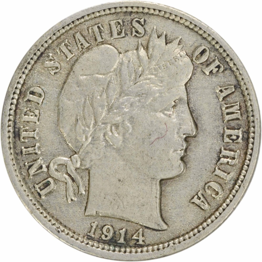 1914-D Barber Silver Dime AU Uncertified 10C Coin: 1914-D Barber Silver Dime AU Uncertified 10C Coin This 1914-D Barber Silver Dime is a notable collectible coin, featuring a striking design by Charles E. Barber. Minted in Denver, this coin is part of