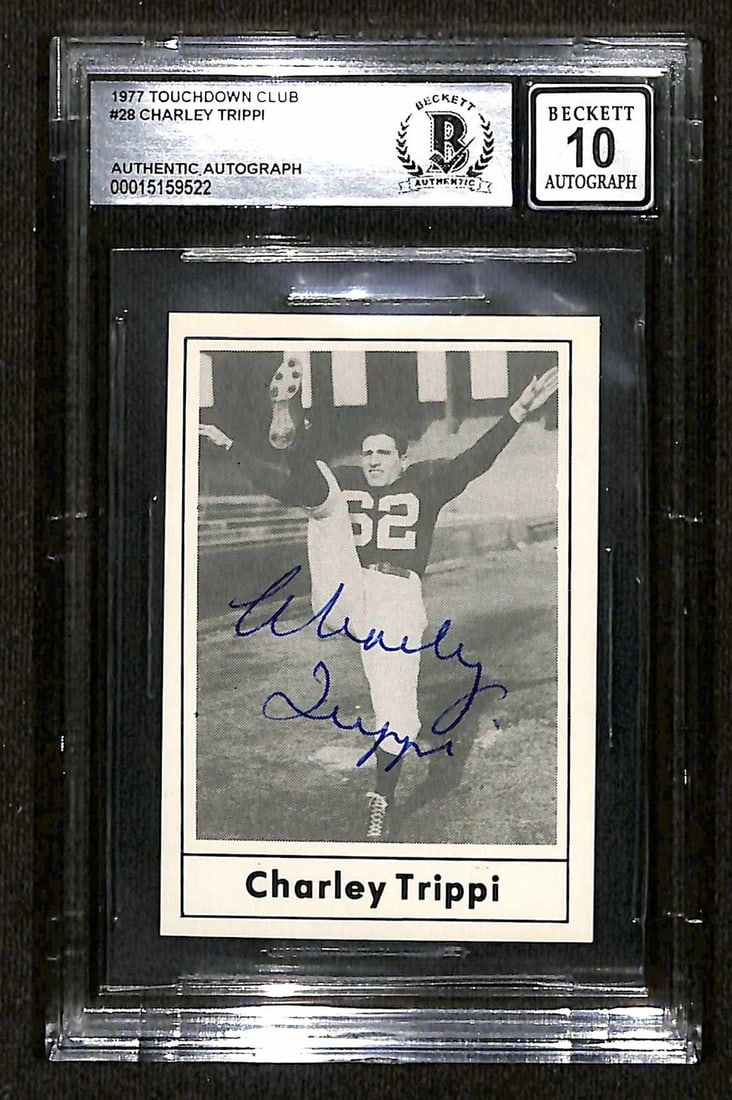 1977 Touchdown Club 28 Football Card Signed by Charley Trippi Beckett Auto 10 (1 of 1)