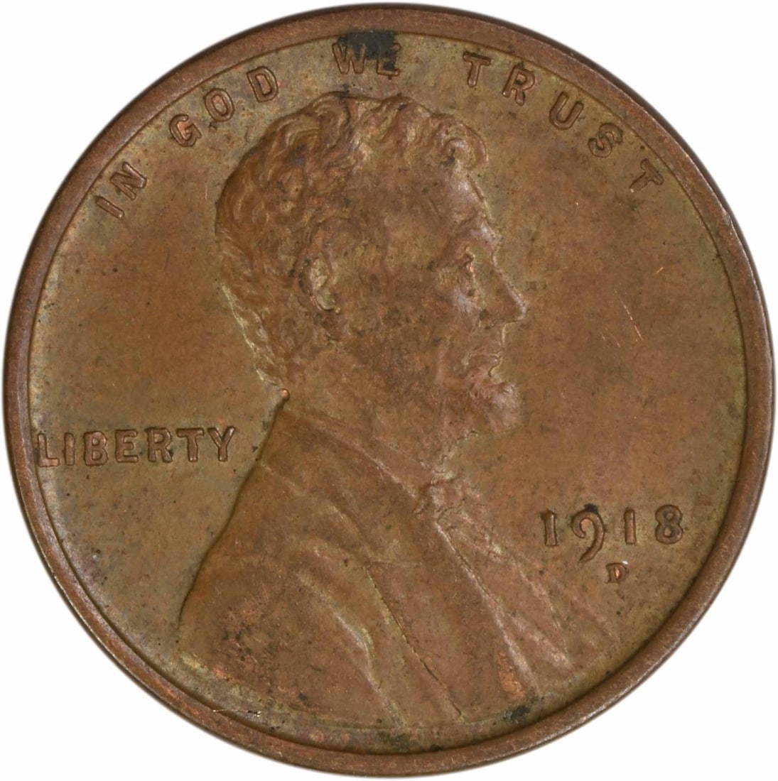 1918 Denver Mint Lincoln Wheat Cent AU Grade Copper Uncertified (1 of 2)