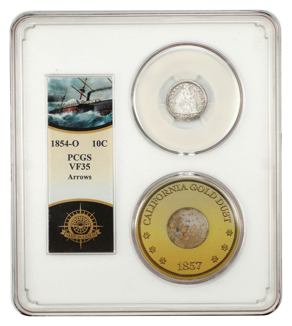 PCGS VF35 1854-O Liberty Seated Dime Shipwreck Gold Dust (1 of 4)