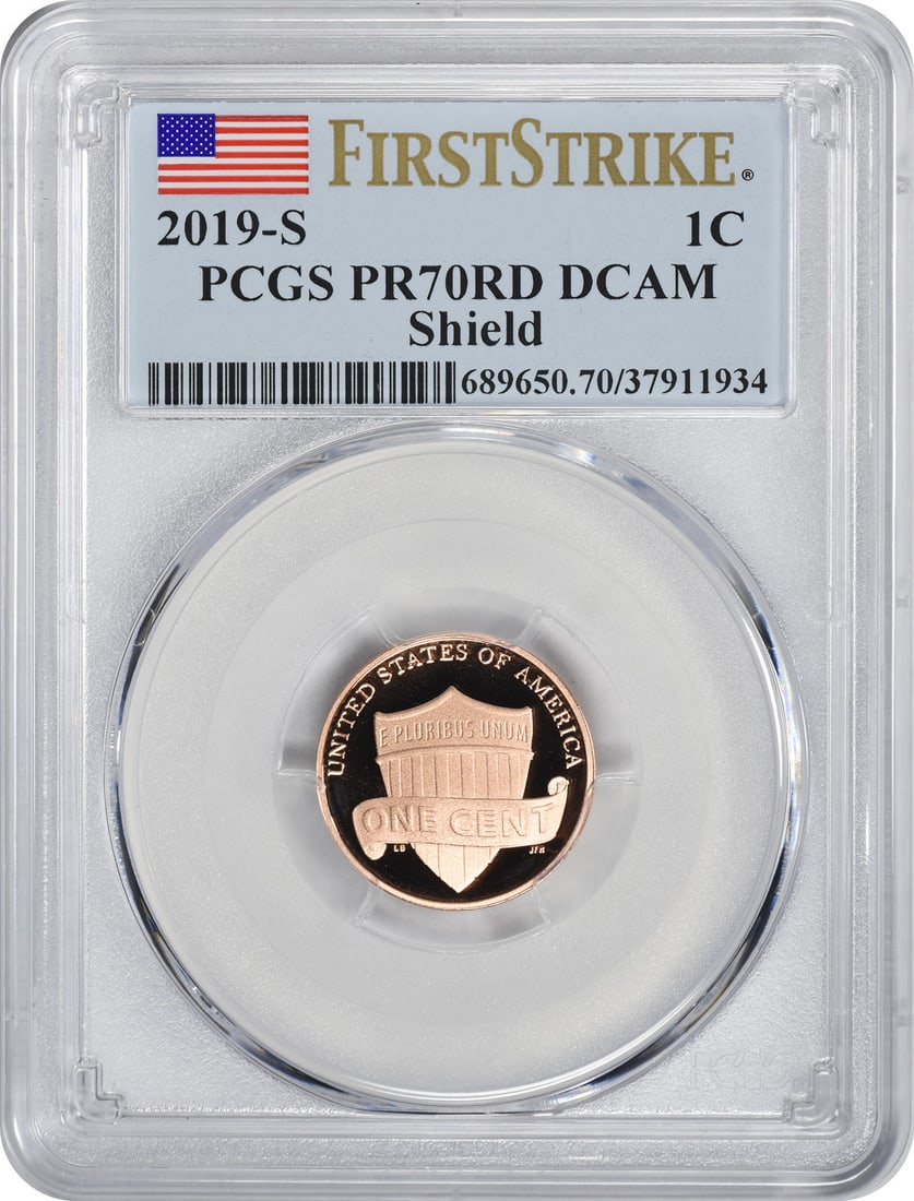 2019-S Lincoln Shield PCGS PR70RD Proof Cent First Strike (1 of 2)