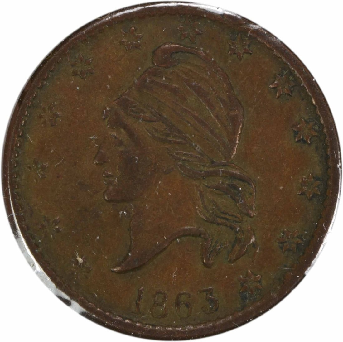 French Liberty 1863 Civil War Patriotic Token AU Uncertified (1 of 2)