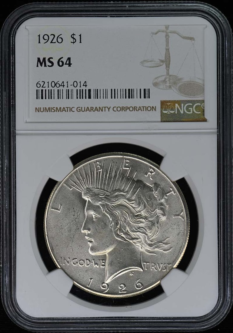 1926 Peace Dollar NGC MS64 Uncirculated Coin Philadelphia: 1926 Peace Dollar NGC MS64 Uncirculated Coin Philadelphia This 1926 Peace Dollar is a stunning example of U.S. coinage, graded MS64 by NGC, ensuring its exceptional quality. Struck in 1926 at the Phil