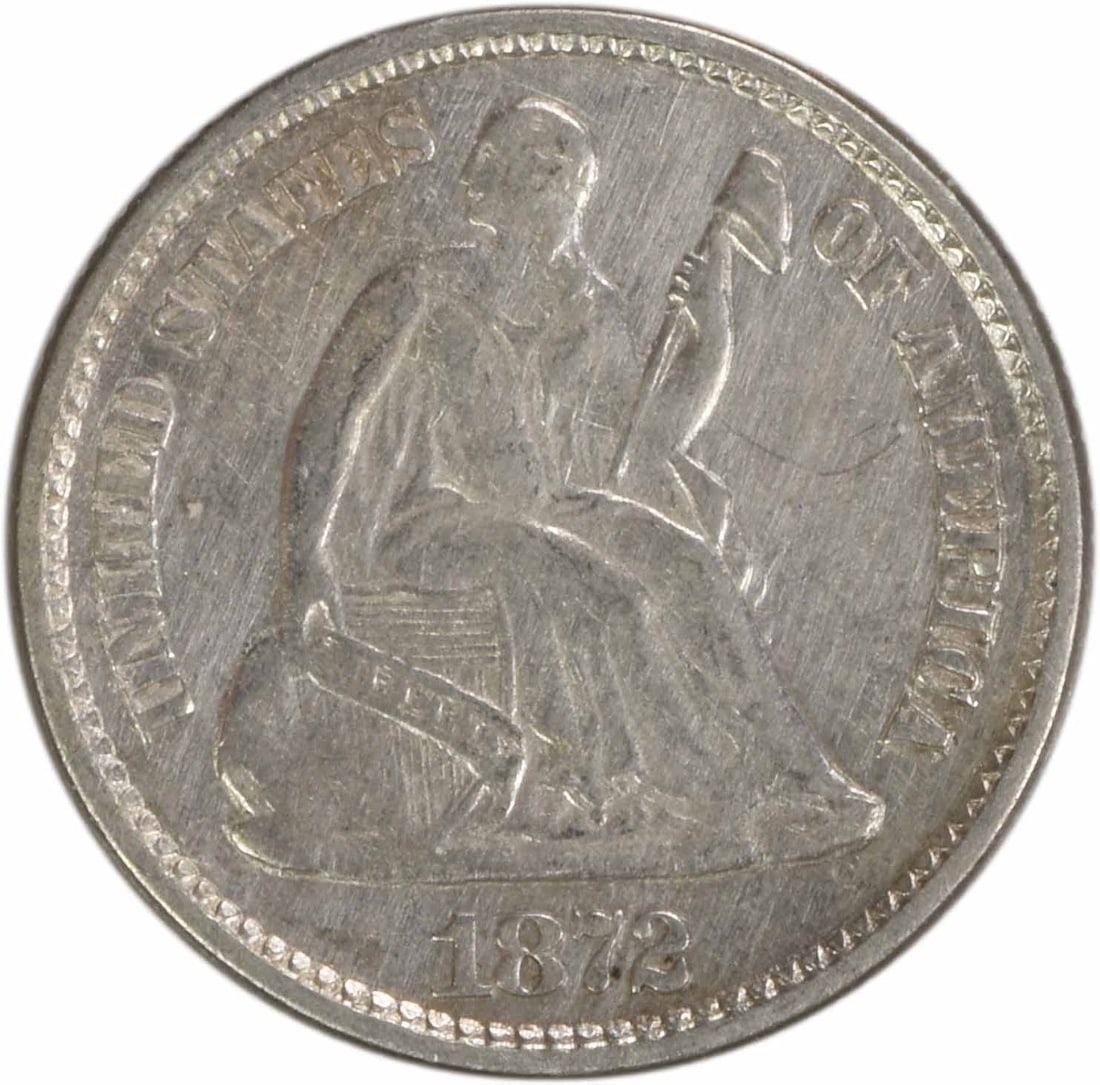 1872 Liberty Seated Half Dime DDO FS-101 90% Silver Uncertified: 1872 Liberty Seated Half Dime DDO FS-101 90% Silver Uncertified This 1872 Liberty Seated Silver Half Dime showcases a classic design by Robert Ball Hughes and Christian Gobrecht. With a composition of