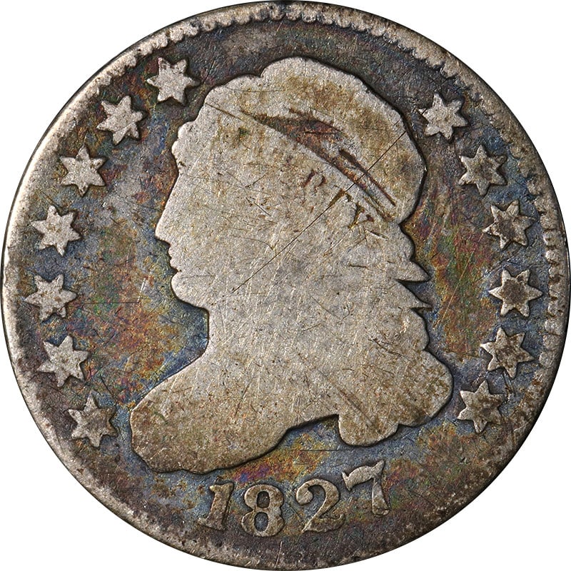 1827 Silver US Dime Classic Bust Circulated Coin (1 of 2)