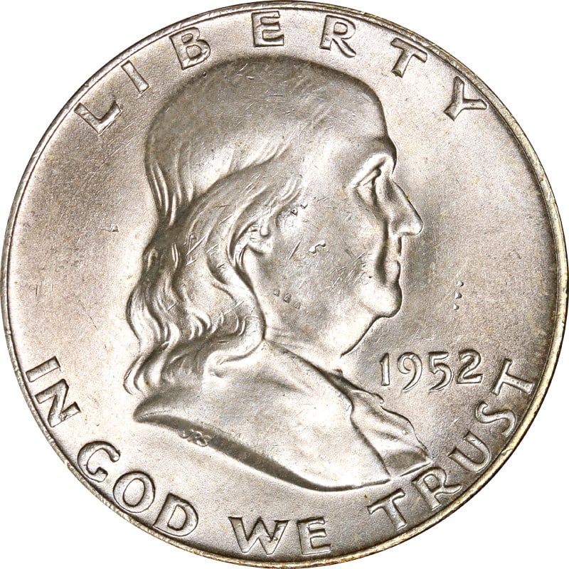 1952 Denver Mint Silver Franklin Half Dollar United States Coin: 1952 Denver Mint Silver Franklin Half Dollar United States Coin This is a 1952-D Franklin Half Dollar from the United States. The coin is composed of silver with a fineness of 0.9 and was minted in De