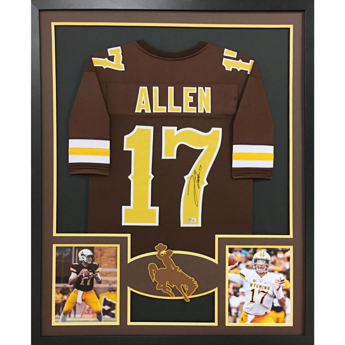Framed Autographed Josh Allen Wyoming Cowboys Jersey Beckett Authenticated (1 of 2)