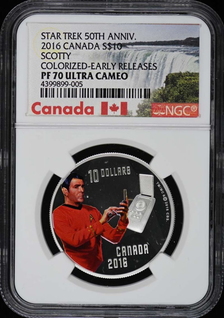 NGC PR70 2016 Canada Silver $10 Early Releases: NGC PR70 2016 Canada Silver $10 Early Releases This is a 2016 Canada $10 coin featuring the 'Scotty' design. The coin is graded PR70 Deep Cameo by NGC and is classified as uncirculated. It comes with 