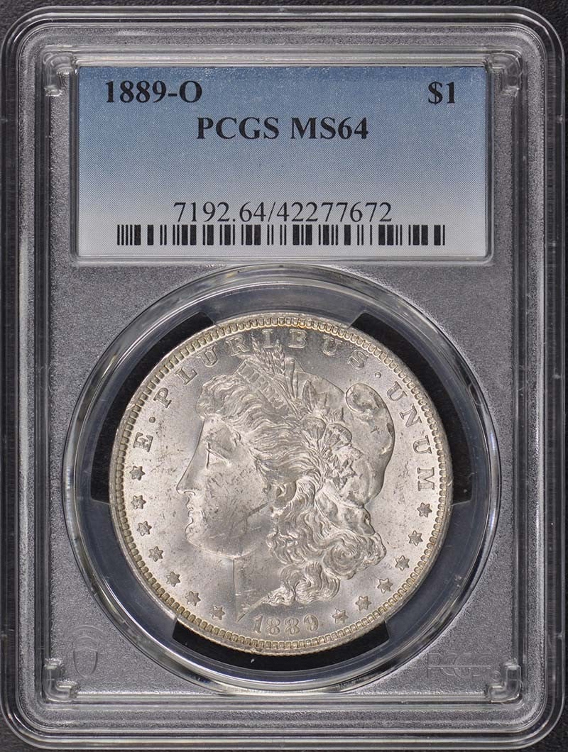 1889-O Morgan Dollar PCGS MS64 Uncirculated Coin: 1889-O Morgan Dollar PCGS MS64 Uncirculated Coin This 1889-O $1 Morgan Dollar is a remarkable piece certified by PCGS with a grade of MS64, indicating its uncirculated condition. Minted in New Orleans