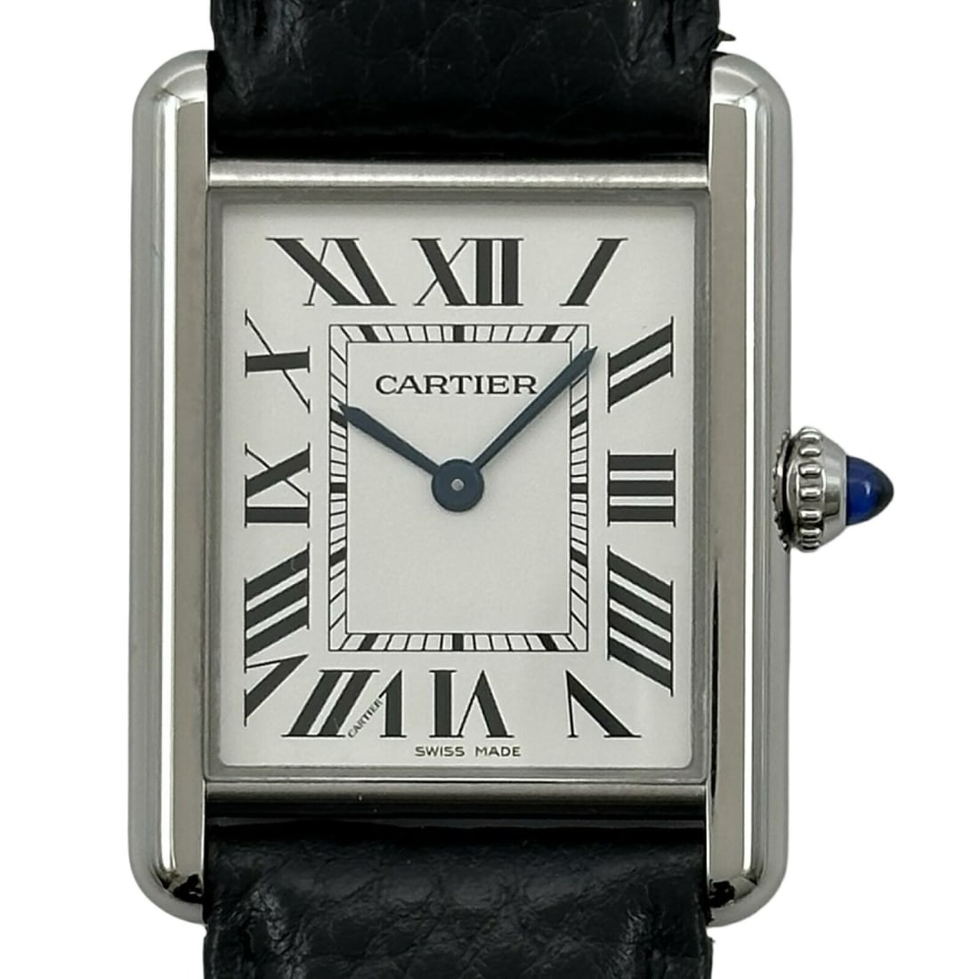 Cartier Tank Must LM Quartz Men's Silver Steel Watch: Cartier Tank Must LM Quartz Men's Silver Steel Watch This is a pre-owned Cartier Tank Must LM WSTA0041 wristwatch designed for men. The watch features a silver stainless steel case and operates with a