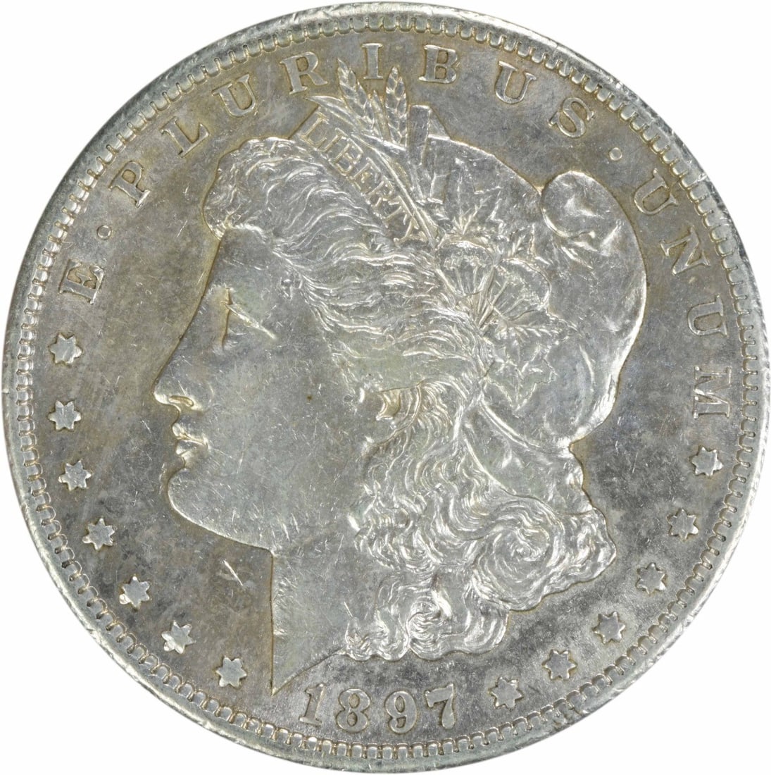 1897-S Morgan Silver Dollar AU Uncertified 90% Silver Coin: 1897-S Morgan Silver Dollar AU Uncertified 90% Silver Coin This 1897-S Morgan Silver Dollar is a captivating piece of American numismatic history. Struck at the San Francisco mint, this coin features 
