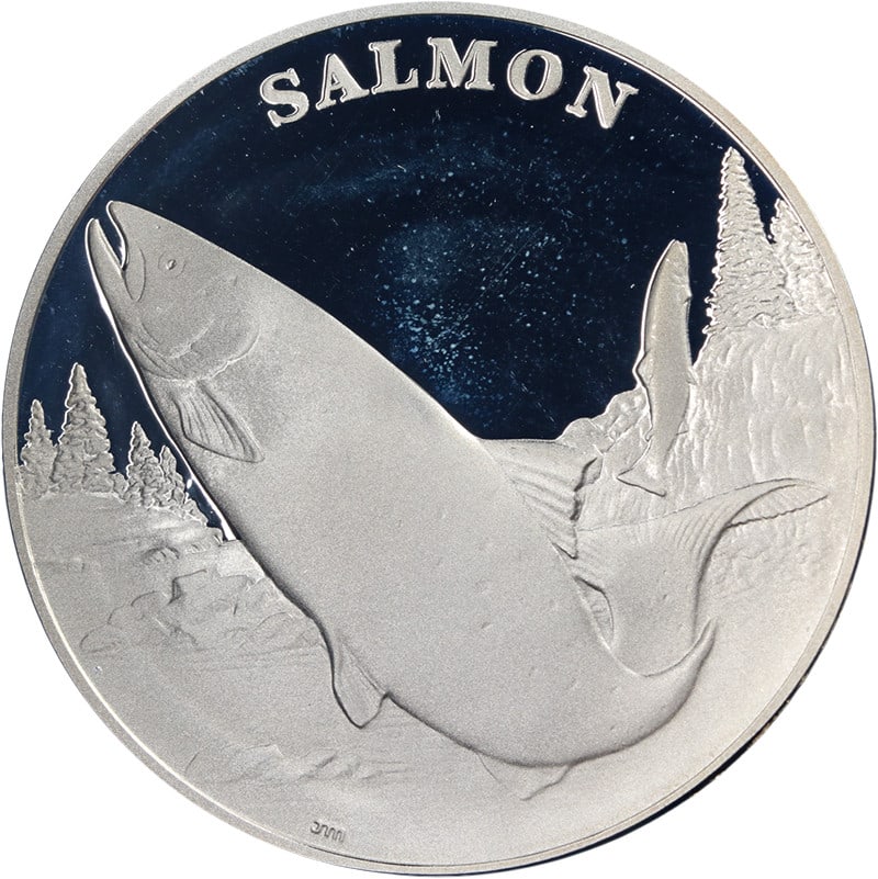 2003 Salmon Silver Medal National Wildlife Refuge System Centennial OGP: 2003 Salmon Silver Medal National Wildlife Refuge System Centennial OGP This is an original 2003 US Mint National Wildlife Refuge System Centennial Salmon medal, struck in 90% silver. The medal is unc