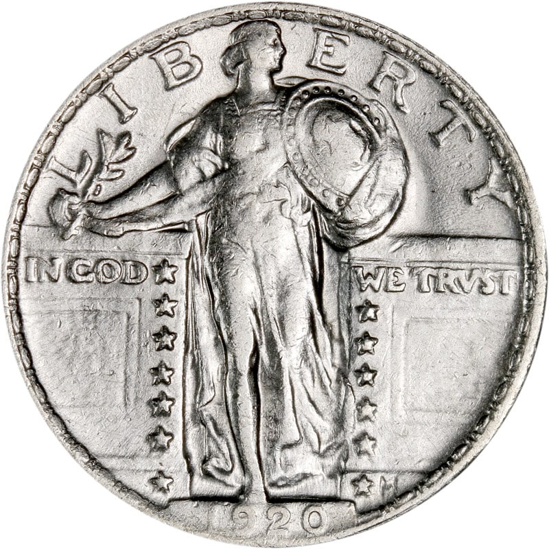 1920 Philadelphia Mint Silver Standing Liberty Quarter Coin: 1920 Philadelphia Mint Silver Standing Liberty Quarter Coin This is a 1920 Standing Liberty Quarter minted in Philadelphia. The coin is composed of silver and has been circulated. It is uncertified an