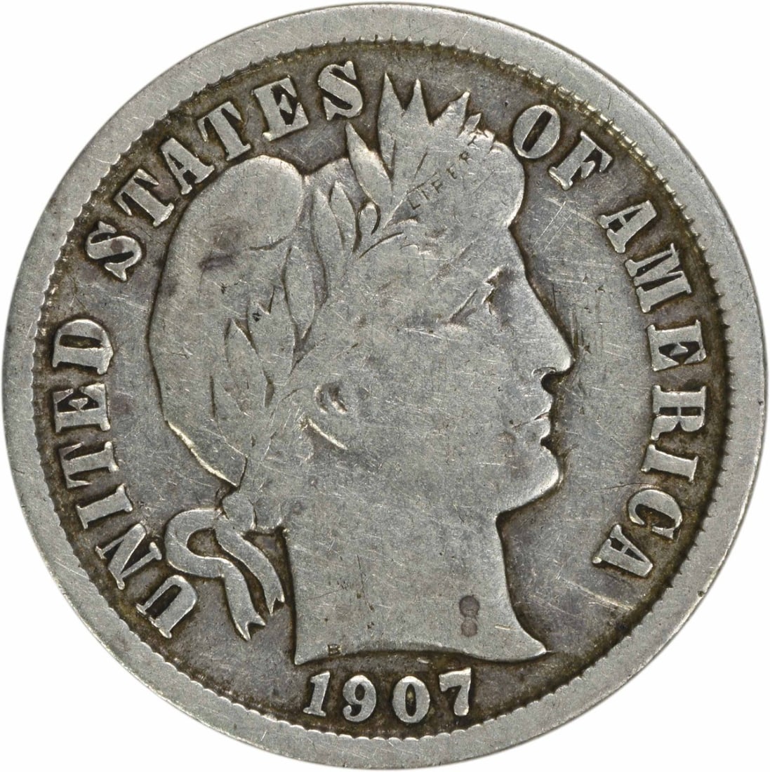 1907-O Barber Silver Dime 10C VF Uncertified 90% Silver (1 of 2)