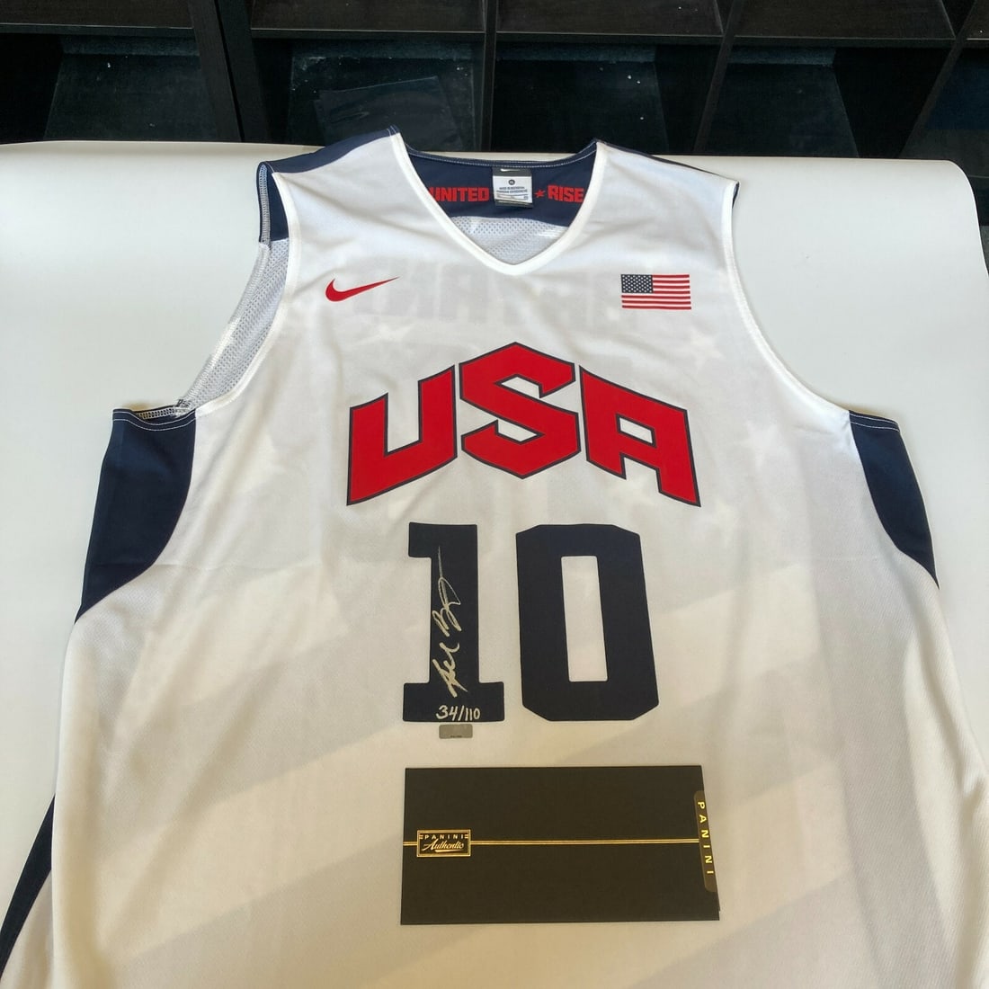 Kobe Bryant Signed Team USA Nike Jersey Limited Edition #34/100 Panini COA: Kobe Bryant Signed Team USA Nike Jersey Limited Edition #34/100 Panini COA This authentic Nike Olympics jersey is a must-have for any basketball fan. Featuring a bold design, this jersey is signed by 