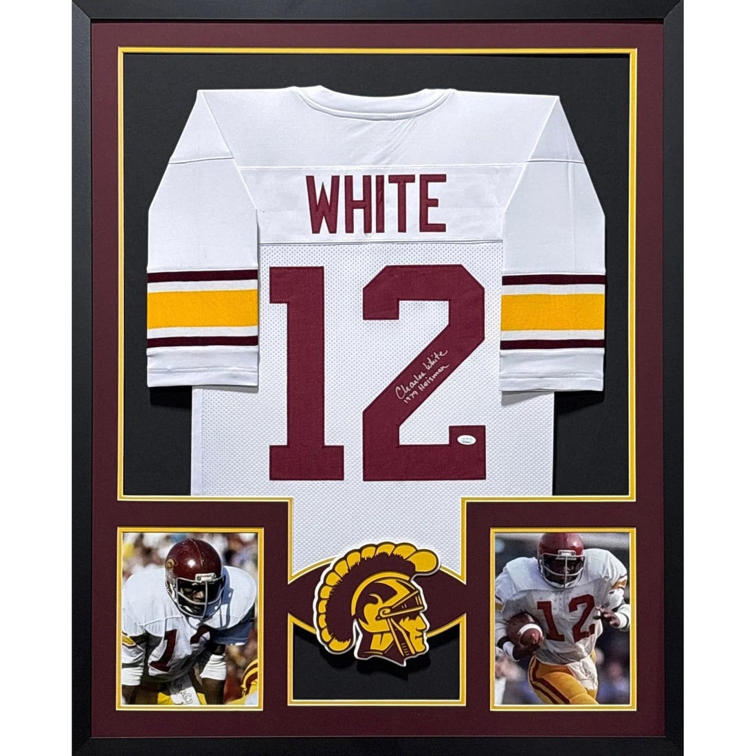 Framed Charles White USC Autographed Jersey JSA Authenticated: Framed Charles White USC Autographed Jersey JSA Authenticated This is a framed Charles White jersey, autographed and authenticated by JSA. The jersey is professionally framed with attention to detail 