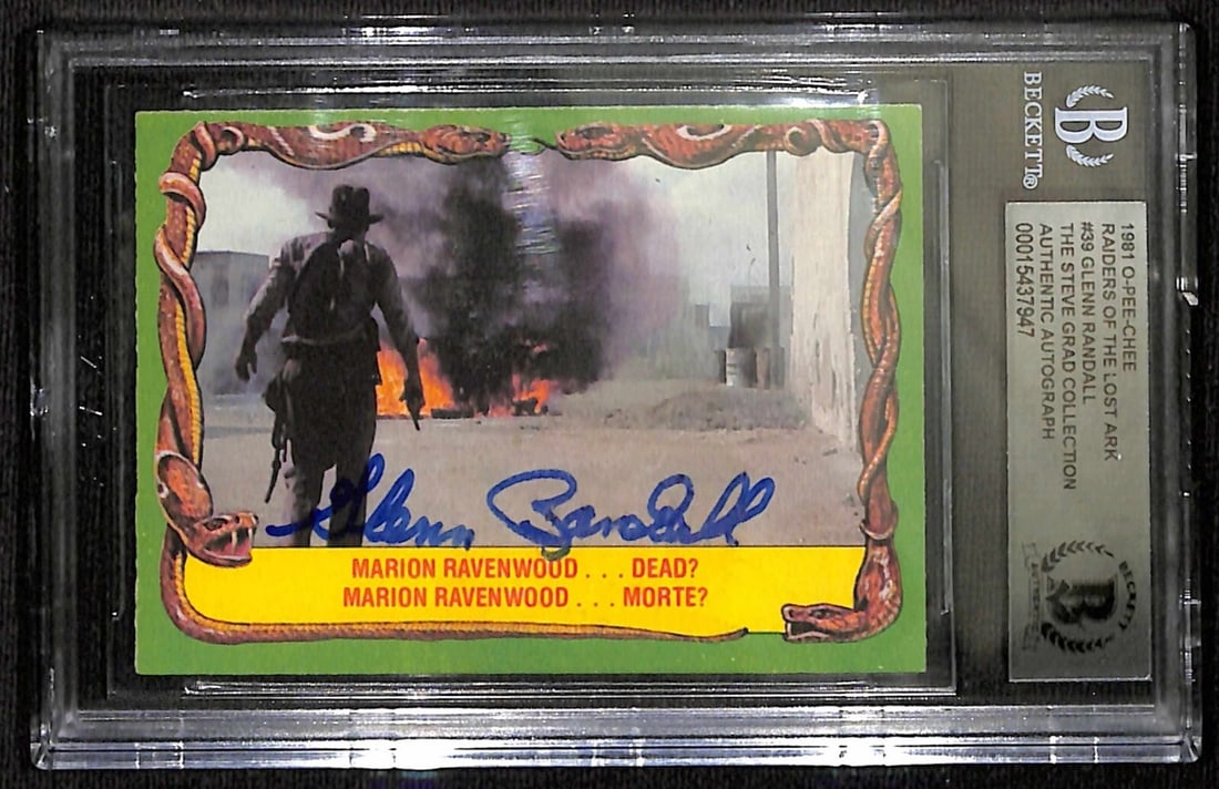 1981 O-Pee-Chee Indiana Jones Card 39 Signed by Glenn Randall Beckett Authenticated: 1981 O-Pee-Chee Indiana Jones Card 39 Signed by Glenn Randall Beckett Authenticated This is a 1981 O-Pee-Chee Indiana Jones #39 non-sports trading card featuring the character Stuntman from the movie 