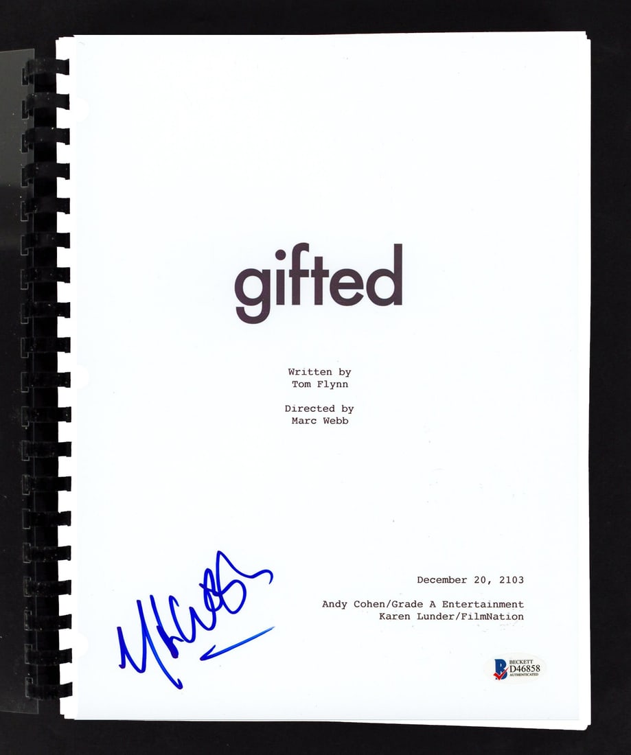 Gifted Movie Script Signed by Marc Webb Beckett Authenticated: Gifted Movie Script Signed by Marc Webb Beckett Authenticated This is an autographed replica movie script from the film "Gifted," personally signed by Marc Webb. The item comes with a Certificate of A
