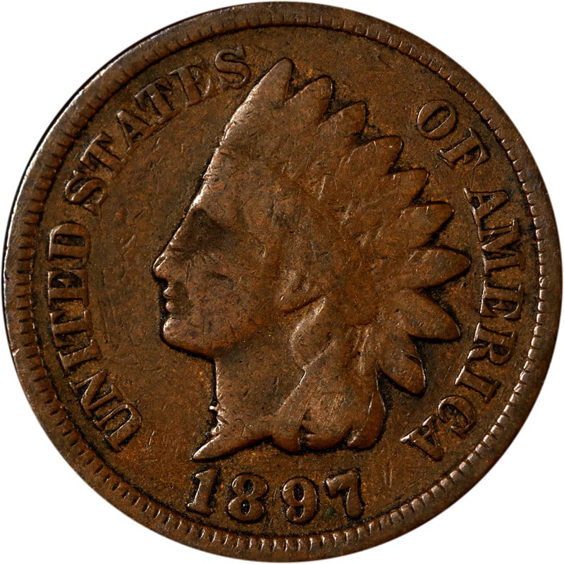 1897 Copper Indian Head Cent With 1 Mark On Neck (1 of 2)