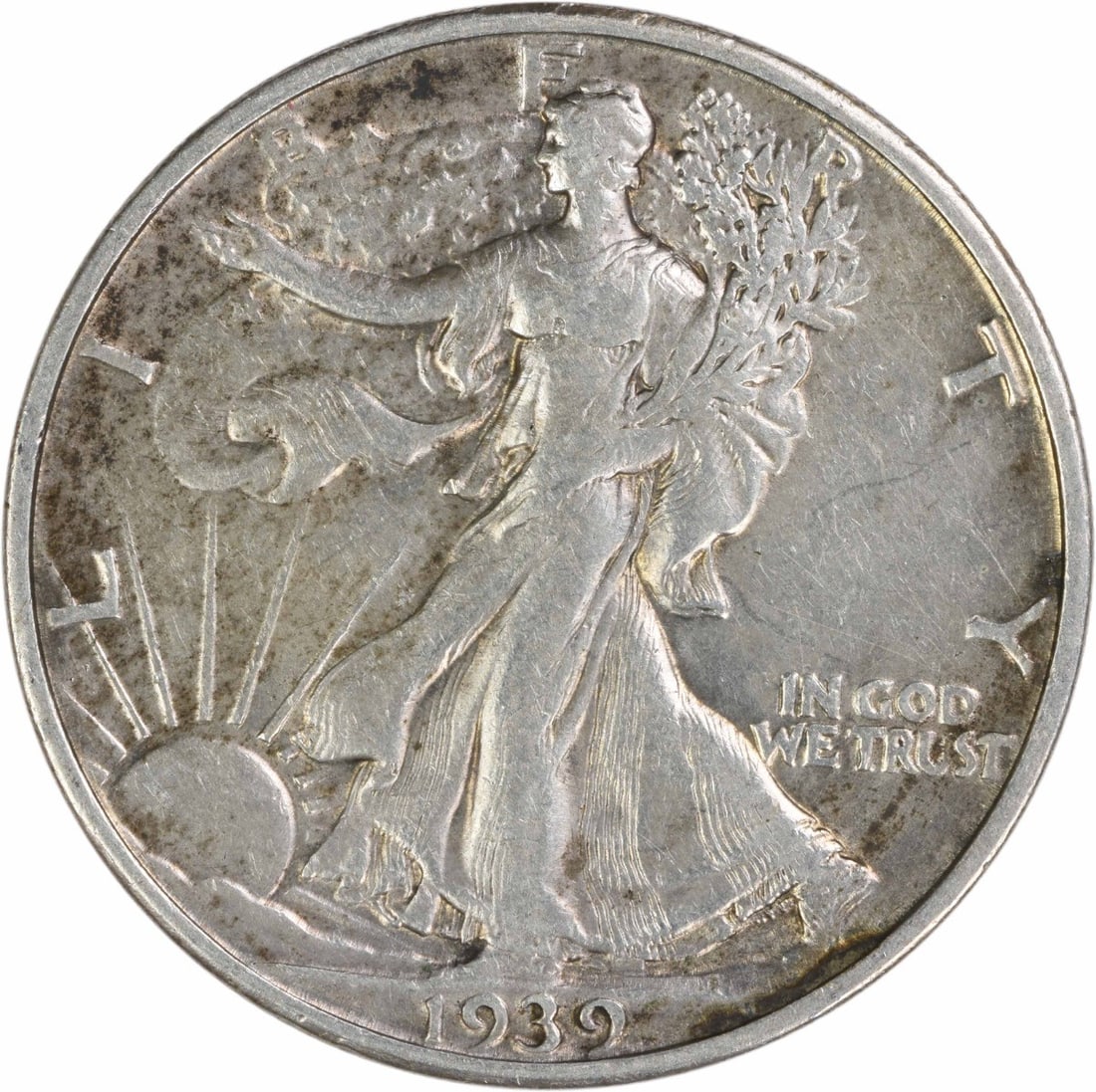 1939 San Francisco Walking Liberty Half Dollar 90 Percent Silver EF: 1939 San Francisco Walking Liberty Half Dollar 90 Percent Silver EF This 1939-S Walking Liberty Half Dollar is a circulated coin from the San Francisco Mint, featuring the iconic design by Adolph Alex