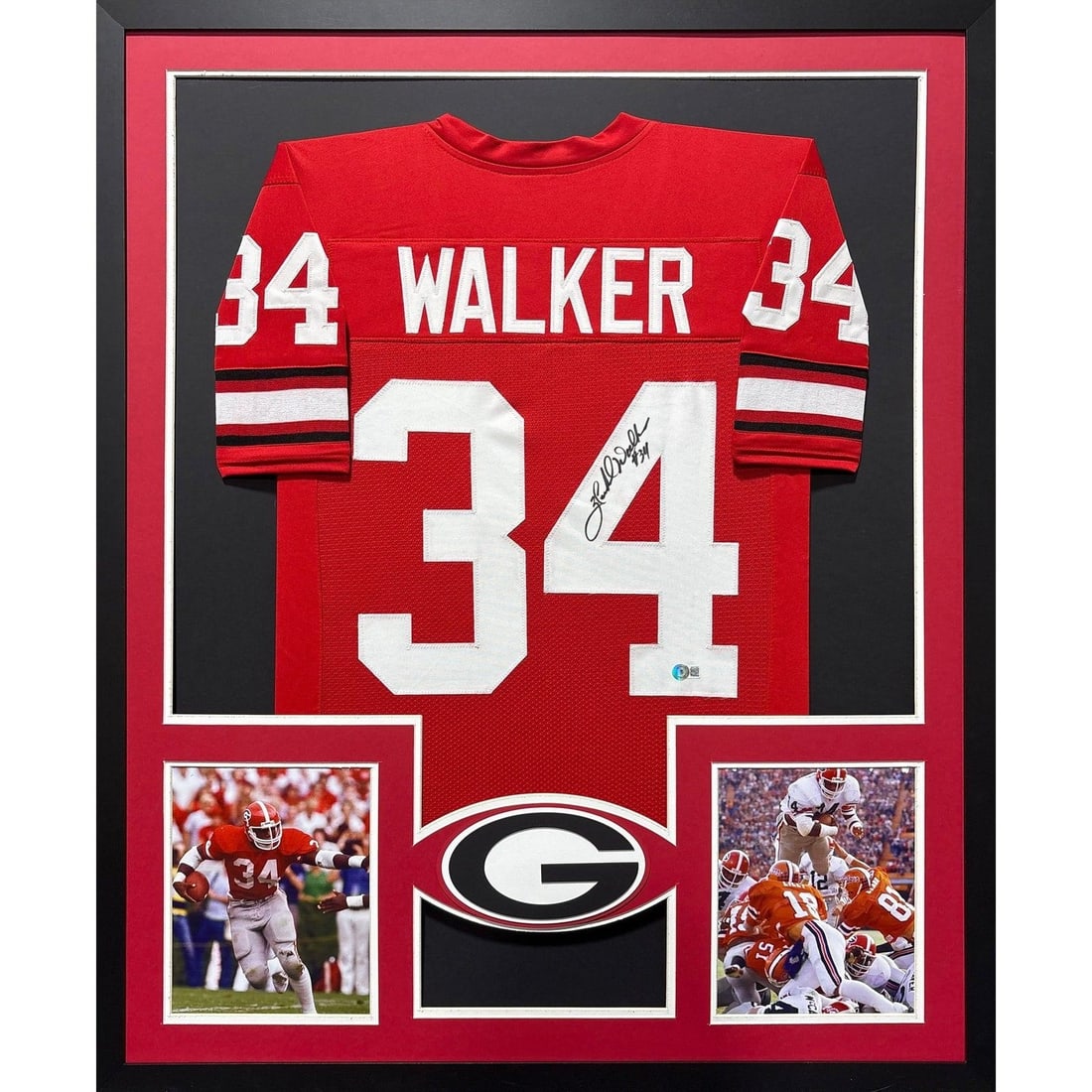 Beckett Authenticated Herschel Walker Georgia Framed Jersey (1 of 2)