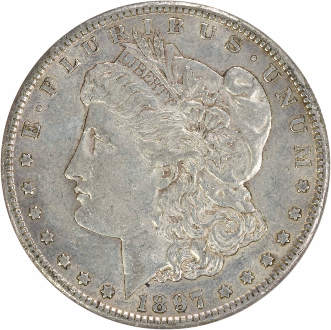 1897-S Morgan Silver Dollar AU Uncertified 90% Silver Coin: 1897-S Morgan Silver Dollar AU Uncertified 90% Silver Coin This 1897-S Morgan Silver Dollar is a remarkable piece of numismatic history. Struck at the San Francisco Mint, this coin features a composit
