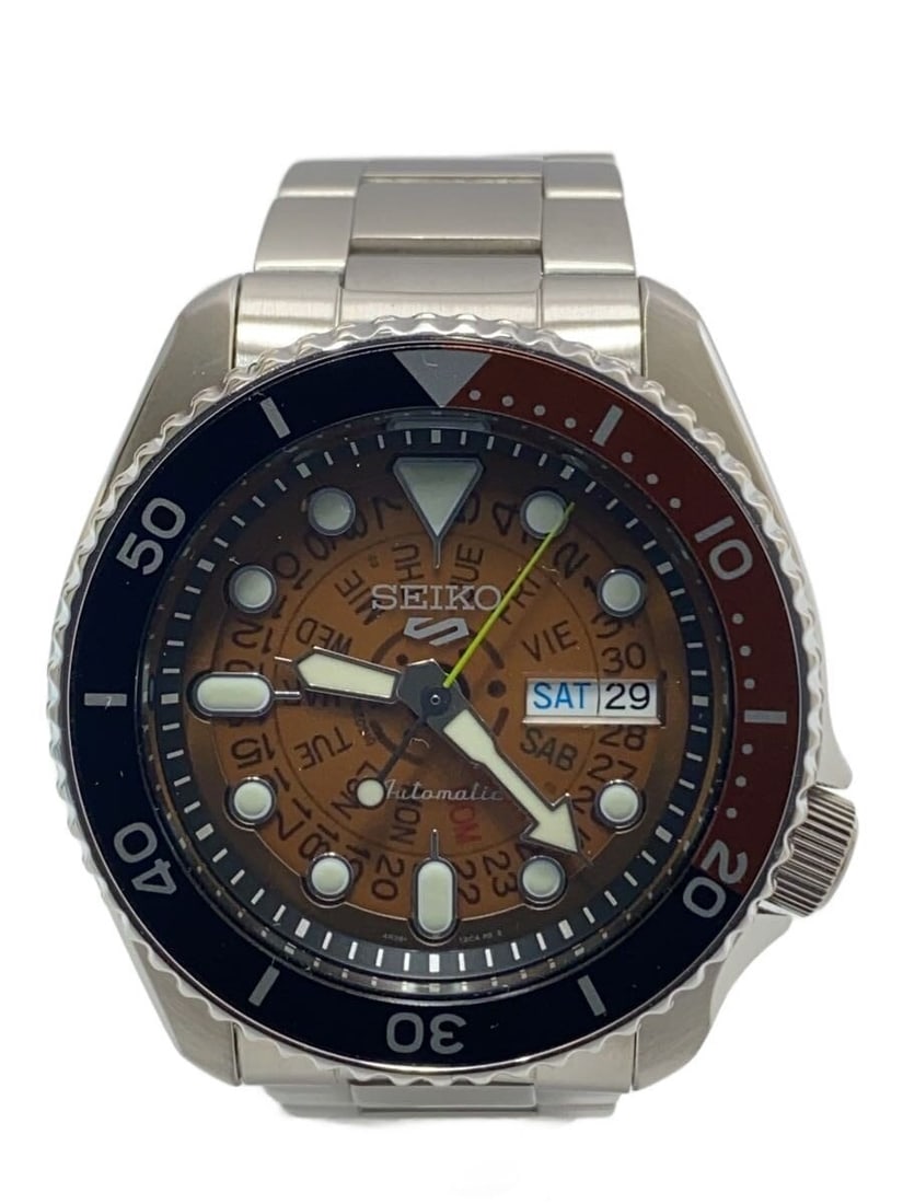Seiko 5 Sports Time Sonar Brown Stainless Steel Men's Wristwatch (1 of 6)