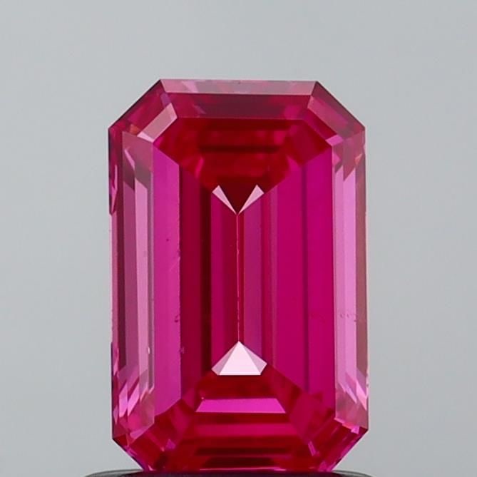 Loose Diamond - EMERALD 1.0ct Fancy Vivid Pink VS1: Loose Diamond - EMERALD 1.0ct Fancy Vivid Pink VS1 Source: This is a real non-mined Diamond that has been grown in a lab Shape: EMERALD Carats: 1.0 Color: Fancy Vivid Pink Certification: IGI Video:
