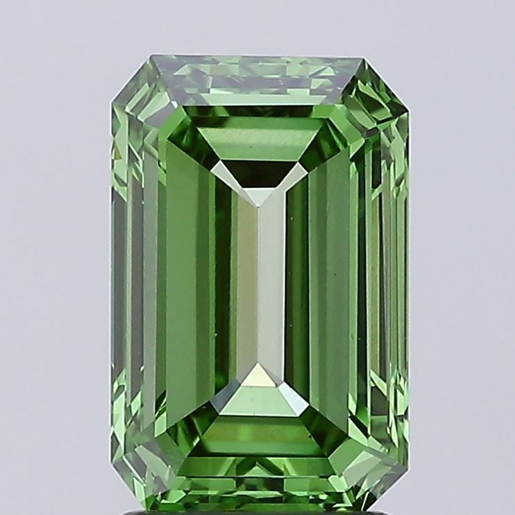 Loose Diamond - EMERALD 2.13ct Fancy Vivid Green VS1: Loose Diamond - EMERALD 2.13ct Fancy Vivid Green VS1 Source: This is a real non-mined Diamond that has been grown in a lab Shape: EMERALD Carats: 2.13 Color: Fancy Vivid Green Certification: IGI Video