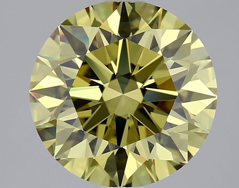 Ideal Loose Diamond - ROUND 2.06ct Fancy Intense Yellow VVS1: Ideal Loose Diamond - ROUND 2.06ct Fancy Intense Yellow VVS1 Source: This is a real non-mined Diamond that has been grown in a lab Shape: ROUND Carats: 2.06 Color: Fancy Intense Yellow Certification: 