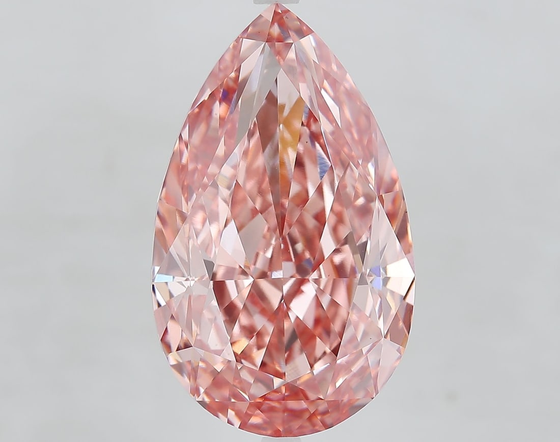 Loose Diamond - PEAR 15.53ct Fancy Vivid Pink VS1: Loose Diamond - PEAR 15.53ct Fancy Vivid Pink VS1 Source: This is a real non-mined Diamond that has been grown in a lab Shape: PEAR Carats: 15.53 Color: Fancy Vivid Pink Certification: IGI Video: