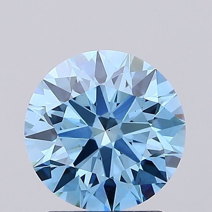 Ideal Loose Diamond - ROUND 2.01ct Fancy Vivid Blue VS2: Ideal Loose Diamond - ROUND 2.01ct Fancy Vivid Blue VS2 Source: This is a real non-mined Diamond that has been grown in a lab Shape: ROUND Carats: 2.01 Color: Fancy Vivid Blue Certification: IGI Video