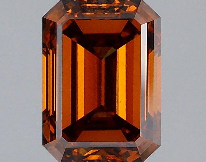 Loose Diamond - EMERALD 1.97ct Fancy Deep Brownish Orange VS1: Loose Diamond - EMERALD 1.97ct Fancy Deep Brownish Orange VS1 Source: This is a real non-mined Diamond that has been grown in a lab Shape: EMERALD Carats: 1.97 Color: Fancy Deep Brownish Orange Certif