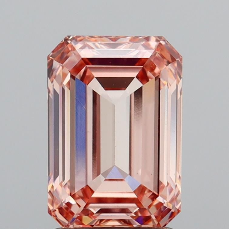 Loose Diamond - EMERALD 2.11ct Fancy Intense Brownish Pink VS1: Loose Diamond - EMERALD 2.11ct Fancy Intense Brownish Pink VS1 Source: This is a real non-mined Diamond that has been grown in a lab Shape: EMERALD Carats: 2.11 Color: Fancy Intense Brownish Pink Cert