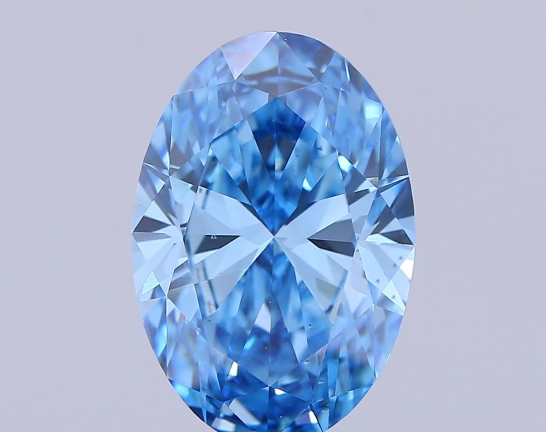 Loose Diamond - OVAL 4.1ct Fancy Vivid Blue VS2: Loose Diamond - OVAL 4.1ct Fancy Vivid Blue VS2 Source: This is a real non-mined Diamond that has been grown in a lab Shape: OVAL Carats: 4.1 Color: Fancy Vivid Blue Certification: IGI Video: